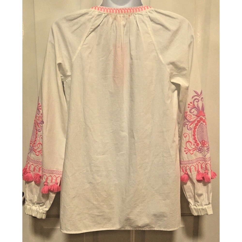 Lilly Pulitzer Kaydence Tunic Top Resort White Pink embroidery Size XXS NWT - Picture 3 of 16